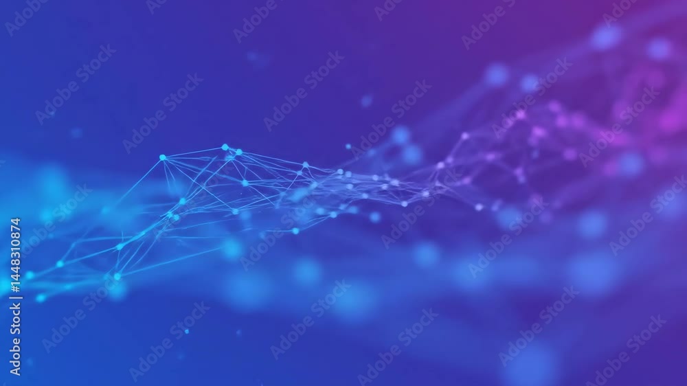 Poster connecting nodes forming network visualization on gradient background
