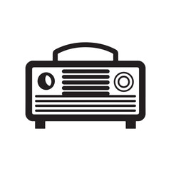 Silhouette of a vintage radio with antenna, symbolizing classic music and broadcasting.