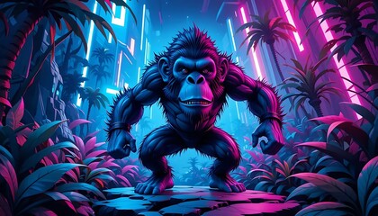 Silly Ape Jungle Trend Video Game Character
A surreal vector illustration and looped game footage of a silly ape character in a neon tropical jungle. Perfect for video game branding, trend-driven 