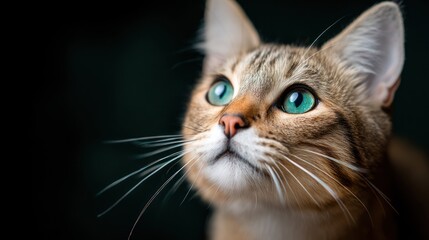 Close-up cat portrait, curious gaze