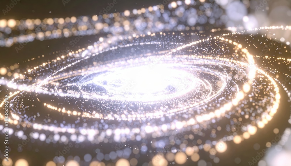 Poster abstract cosmic galaxy with swirling bright lights and sparkling particles creating a mesmerizing ce