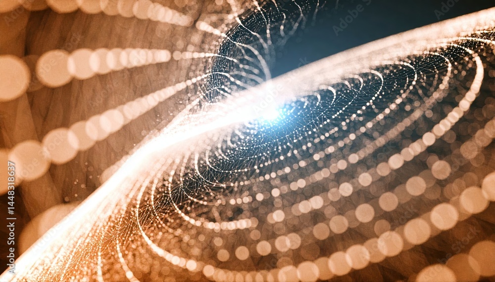 Poster abstract digital network globe visualization with interconnected glowing dots and lines representing