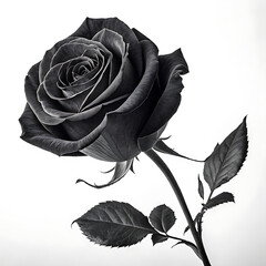 black rose isolated on white or transparent 