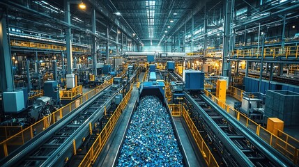 Fototapeta premium Industrial Factory Interior with Glimpse into Manufacturing Processes