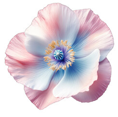 A stunning close-up of a delicate flower with soft pastel petals in shades of pink and blue. showcasing intricate details and vibrant colors. perfect for nature-themed designs and backgrounds