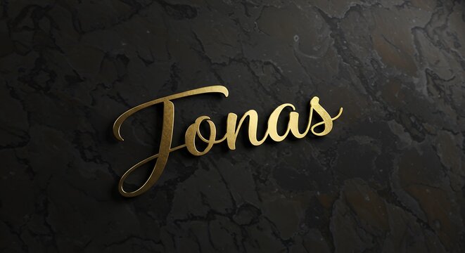 Jonas Name Gold Text on Black Marble Background