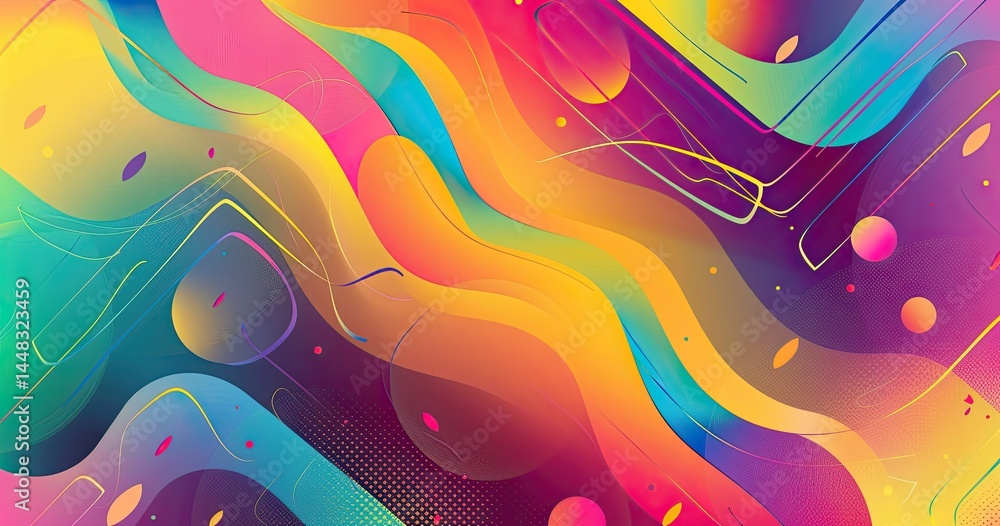 Poster a vibrant abstract design featuring flowing colors and dynamic shapes.