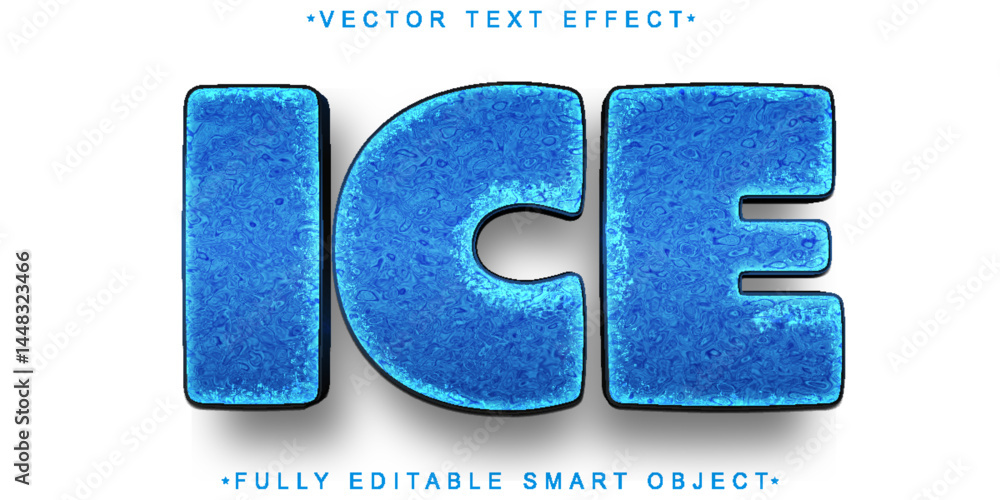 Poster cartoon white blue ice vector fully editable smart object text effect