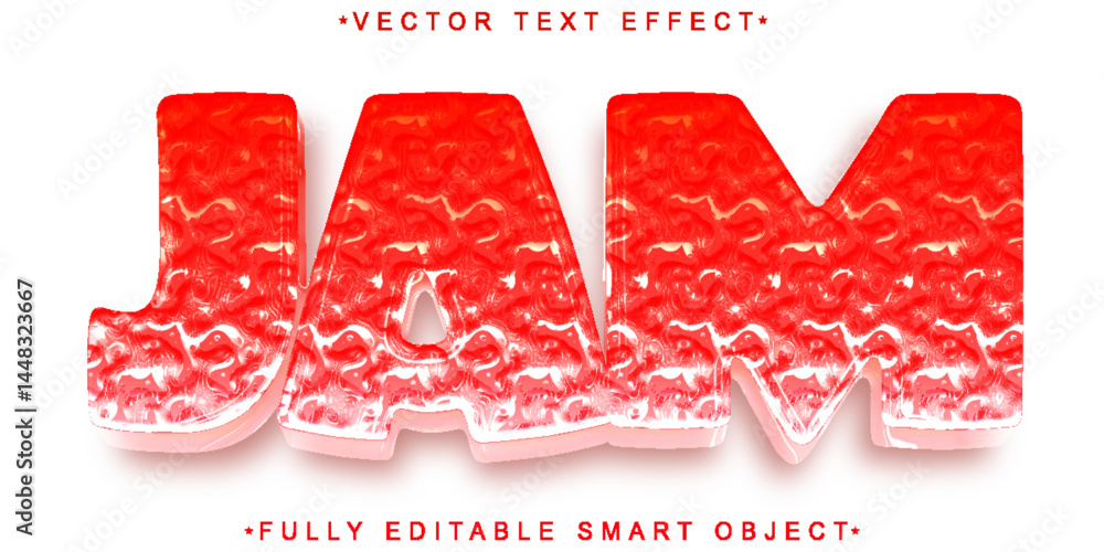Poster red cartoon jam vector fully editable smart object text effect