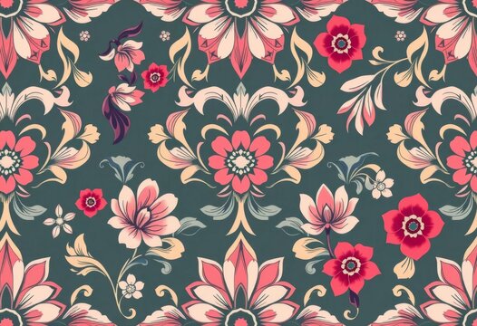 Elegant arabesque floral vector pattern, seamless background , vintage, geometric