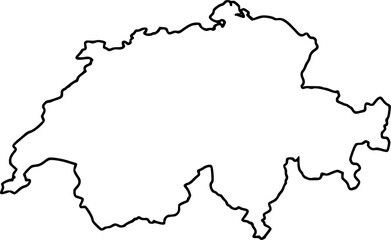 Switzerland map in outline style, black color
