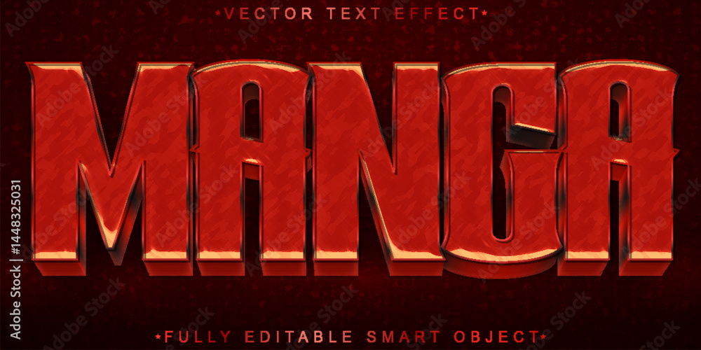 Poster red manga vector fully editable smart object text effect