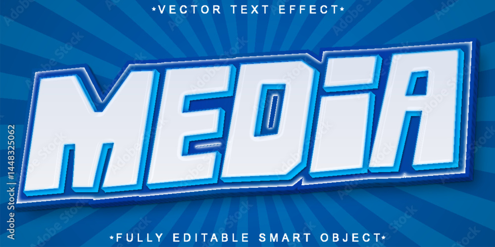 Poster colorful white media vector fully editable smart object text effect