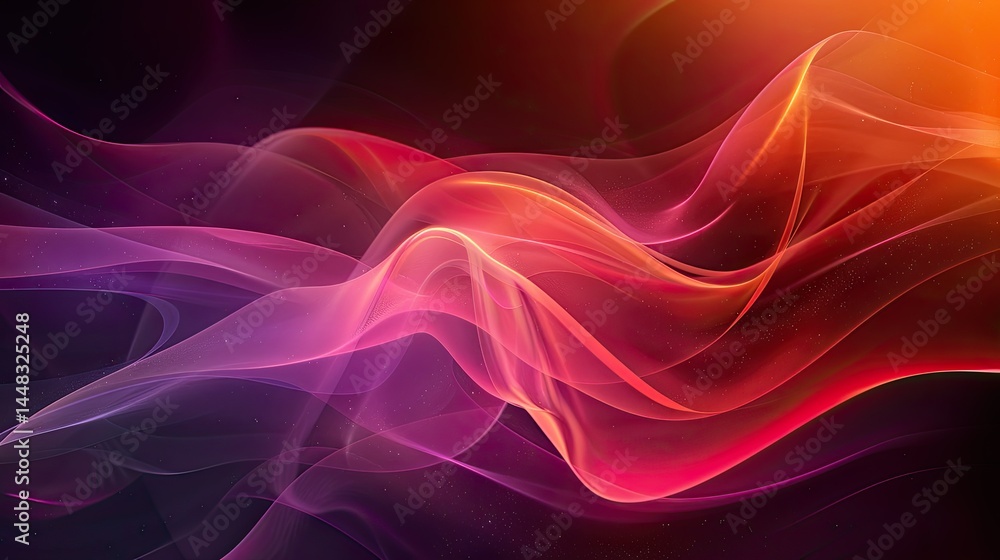 Poster abstract waves of vibrant colors flowing gracefully, creating a sense of motion and depth.