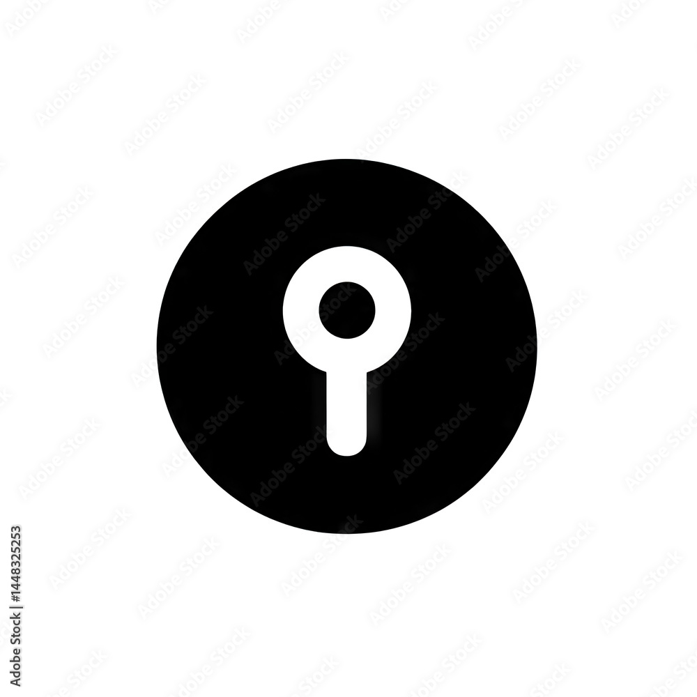 Poster a minimalistic black and white icon representing a keyhole. symbolizing security and access. suitabl