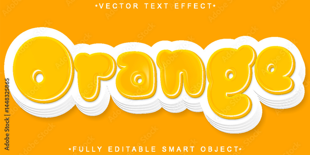 Aufkleber cartoon orange vector fully editable smart object text effect