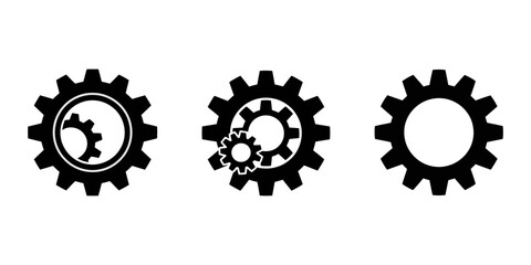 vector illustration of a gear, Set of vector icons of gear wheel, cogwheel mechanism. Settings icon, gear icon with eight teeth representing settings and configuration – flat silhouette icon for apps.