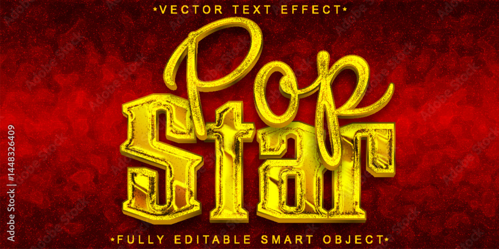 Poster pop star vector fully editable smart object text effect