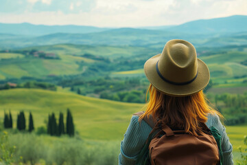 A traveler woman in field generative AI