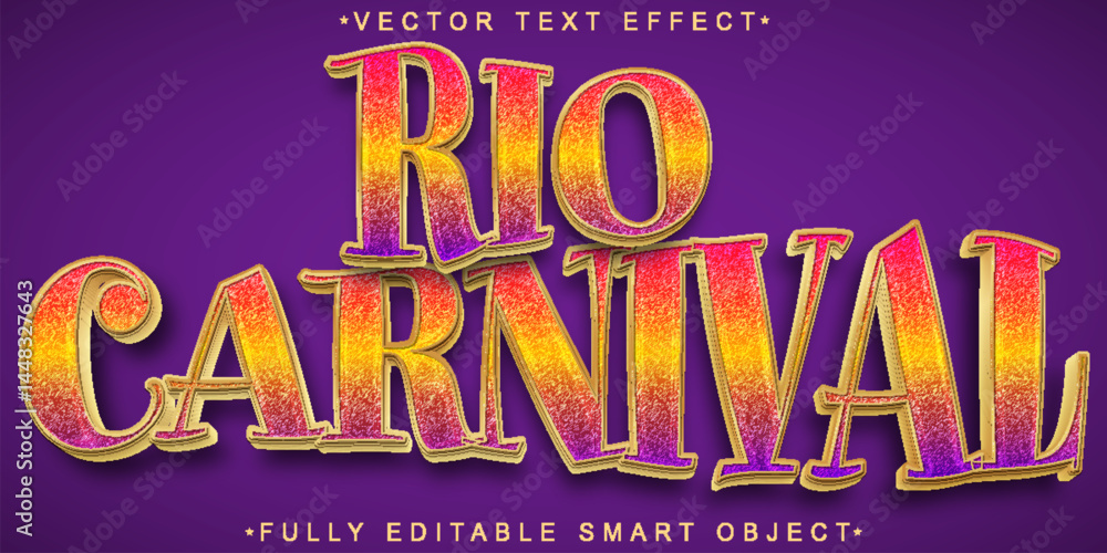 Poster rio carnival vector fully editable smart object text effect