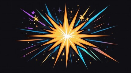 Fototapeta premium Abstract Vibrant Starburst Explosion: Dynamic and Colorful Visuals with Special Effects in Modern Graphic Design