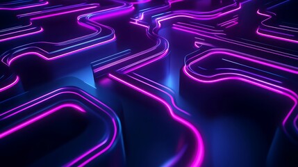 Neon Circuitry: A captivating display of futuristic design, with glowing neon pathways weaving through a textured landscape, capturing the essence of innovation and advanced technology.