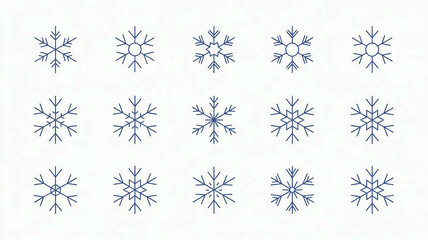 set of snowflakes snow design icon 