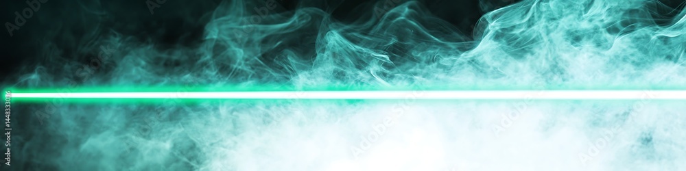 Aufkleber abstract green laser beam : an abstract visualization featuring a dynamic green laser beam cutting t