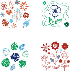 Seamless vector floral pattern with vintage flower elements, butterflies, and leaves for a spring nature design