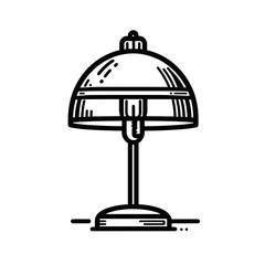 Vintage Desk Lamp Illustration in Black and White  