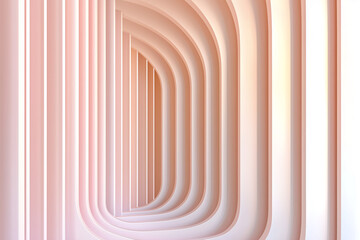 Fototapeta premium Symmetrical Minimalist Architectural Design in Pale Pink Tones with Curved Arches Creating Depth and Shadow