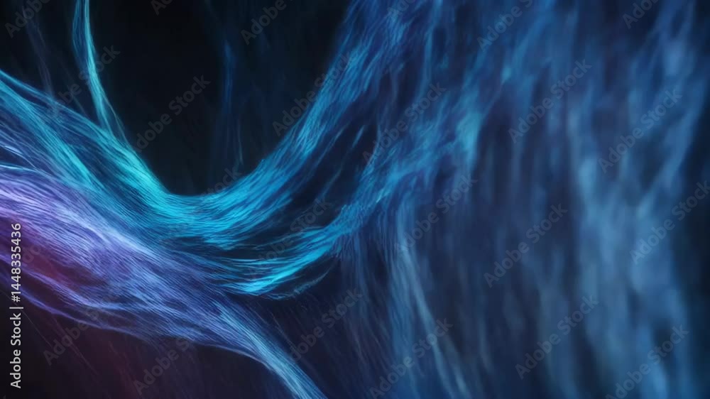 Poster abstract swirling ethereal fractal rainbow lines creating mesmerizing colorful vortex on dark backdr