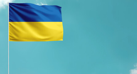Ukraine flag waving in the sky