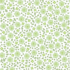 Olive flowers and leaves. Botanical ornament with green flowers. Seamless background for fabrics, textiles, packaging and wallpaper. Vector illustration