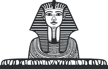 Naklejka premium Illustration of an ancient Egyptian pharaoh statue resembling the sphinx symbolizing ancient history and culture