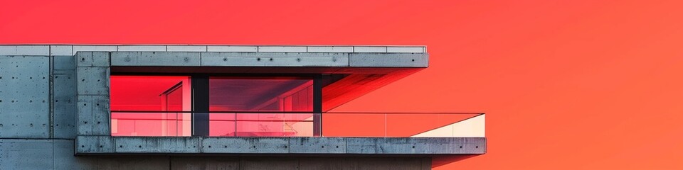 Obraz premium Modern Concrete Building with Red Accent