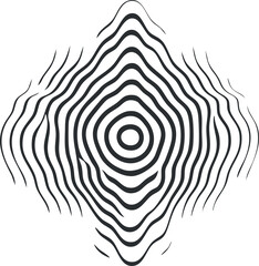 Abstract black and white wavy line pattern with concentric curves creating a ripple effect