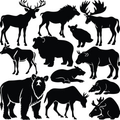 wild animals silhouettes