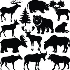 wild animals silhouettes