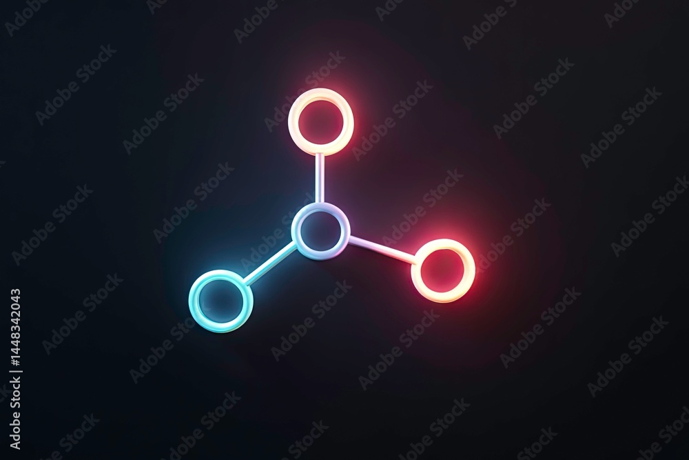 Poster abstract neon network connection glowing circles nodes data technology