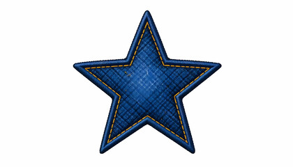 A blue star patch with defined edges. The star is geometric and symmetrical, with a flat surface and visible stitches.

