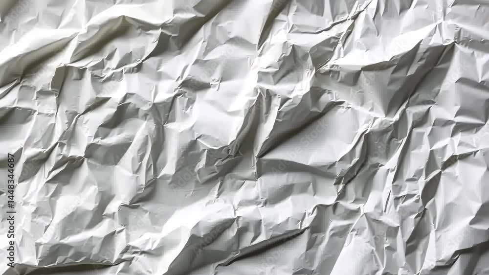 Poster crumpled white paper texture unfolding: dynamic movement for creative backgrounds