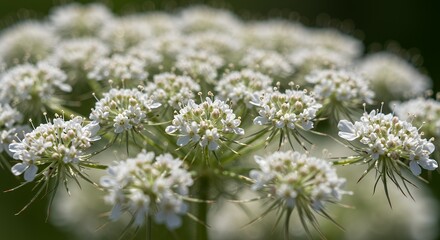 Close-up of White Wildflower Blossoms Blooming in Field