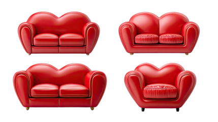 Red Heart-Shaped Sofas Collection 