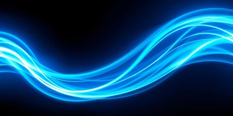 Abstract blue energy wave, futuristic tech, dark background,  pulse,  flow