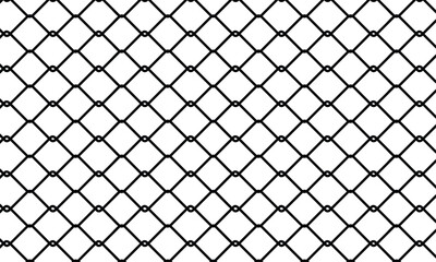 Seamless chain link fence on snow background.	