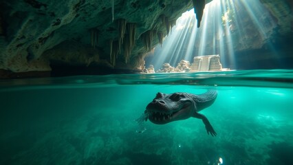 underwater scene with Crocodile