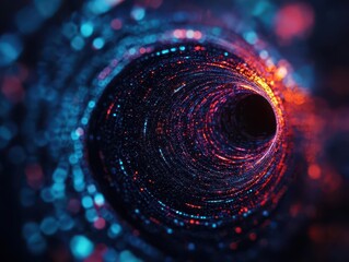 Concept image of a quantum telescope bending light to see beyond the observable universe