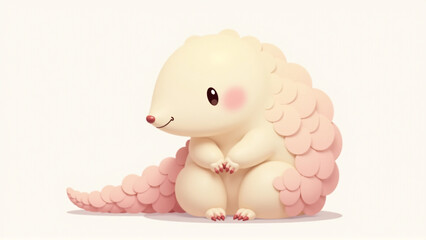 Sitting Sweetie: Kawaii Pangolin Sitting with Heart Scales on Transparent