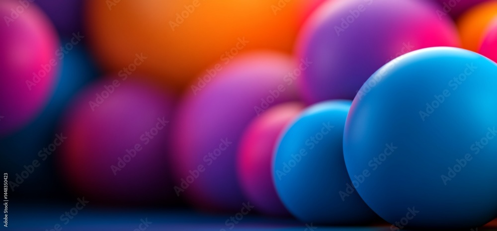 Poster vibrant chromatic spheres creating a playful and dynamic abstract composition